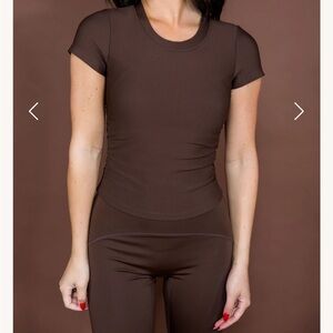 Salt Project - Chocolate brown all in one ribbed baby tee